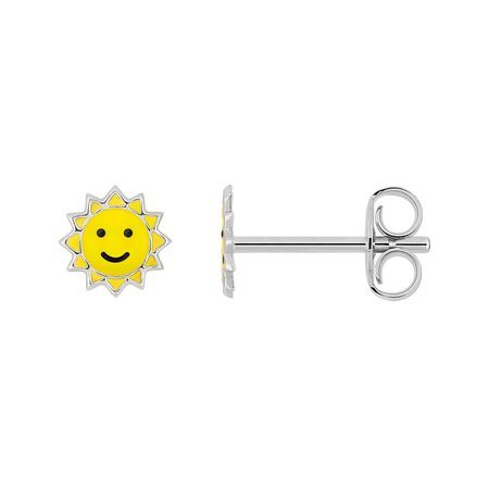 Pendientes Plata Argyor MRM Mujer (AG)335A32 Cara Sonriente Esmalte Amarillo