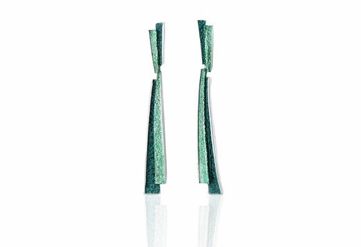 Arior Silver Earrings 4.2x1.6cm 1144566XPP Troia Emerald Green Two Pieces