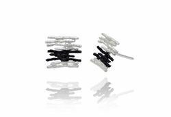 Pendientes Plata Arior Diluvi Grandes Bicolor Negro 1143237MXP