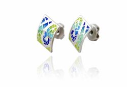 Pendientes Plata Arior Espiral Gaudi Azul Amarillo 1141578EPP