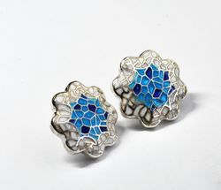 Pendientes Plata Arior Rosetón Sagrada Familia Azul 1143261EPP