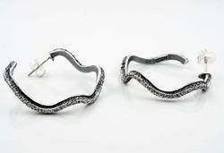 Pendientes Plata Arior Simone Texture Pequeńos Negros 1144220XP