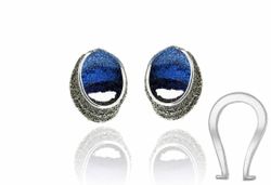 Pendientes Plata Arior Sinera Con Cierre Omega Azul 1143459XPO