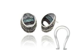 Pendientes Plata Arior Sinera Con Cierre Omega Grises 1143451XPO