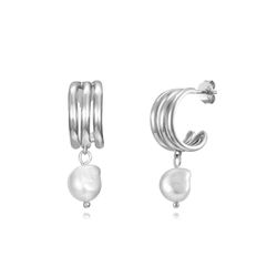 Pendientes Plata Aro Abierto Perlas 15+10mm PEM0244RHPA