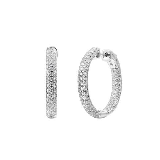 Pendientes Plata Aro Circonitas 20mm PEZ1498RH25