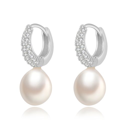 Pendientes Plata Aro Perlas 20mm PEM0279RHPA