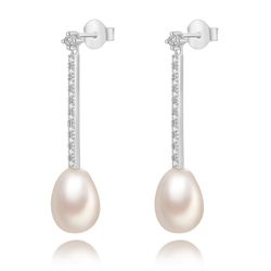 Pendientes Plata Barra Circonitas Perlas Cultivadas 31mm PEM0281RHPA