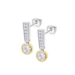 Pendientes Plata Bicolor Dorada Lotus LP3887-4/1 Colgante Circonitas