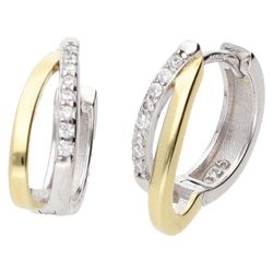 Pendientes Liska Plata Bicolor Dorada LPZ140A-B Circonitas