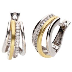 Pendientes Liska Plata Bicolor Dorada LPZ141A-B Circonitas