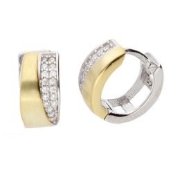 Pendientes Liska Plata Bicolor Dorada LPZ144A-B Circonitas