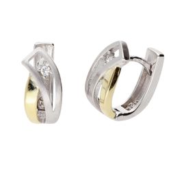 Pendientes Liska Plata Bicolor Dorada LPZ147A-B Circonitas