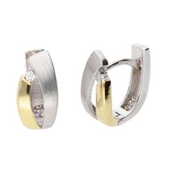 Pendientes Liska Plata Bicolor Dorada LPZ148A-B Circonitas