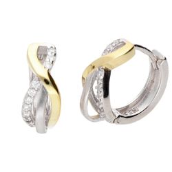 Pendientes Liska Plata Bicolor Dorada LPZ149A-B Circonitas