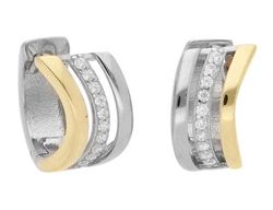 Pendientes Liska Plata Bicolor Dorada LPZ205A-B Circonitas