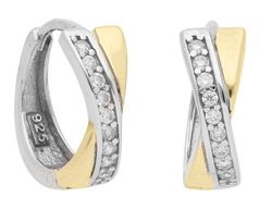 Pendientes Liska Plata Bicolor Dorada LPZ208A-B Circonitas