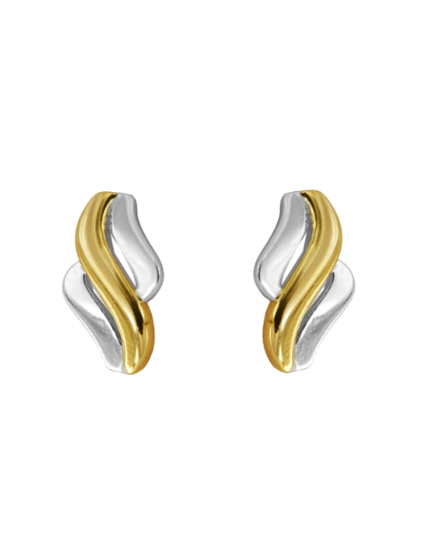 Pendientes Plata Bicolor Dorada Mujer PPEN2259/B Bandas Entorchadas En Brillo