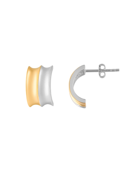 Pendientes Plata Bicolor Dorada Mujer PPEN2269/B Doble Hendidura Central