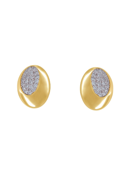 Pendientes Plata Bicolor Dorada Mujer PPEN2271/B Óvalo Circonitas