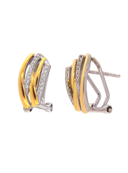 Pendientes Plata Bicolor Dorada Mujer PPOM48/B Bandas Circonitas