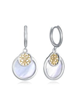 Pendientes Plata Bicolor Dorada Viceroy Mujer 13272E100-60 Aro C. Colgantes Árbol De La Vida & Madre Perla