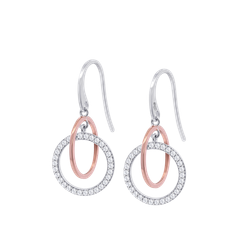 Pendientes Plata Bicolor Rose Lotus LP1955-4/1 Colgante Aros Circonitas