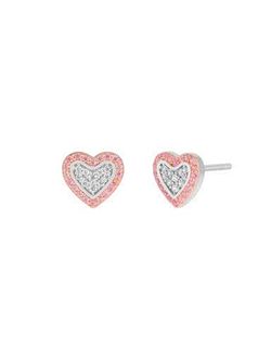 Pendientes Plata Bicolor Verde Marea D02901/AU Corazón Circonitas