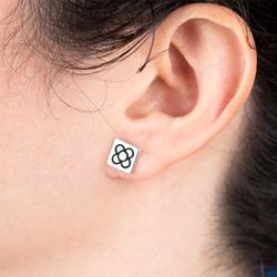 Pendientes Plata Cánovas 1929 Panot Flor Barcelona CA1929-EPBCP Cuadrado 9x9mm