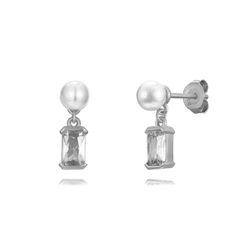 Pendientes Plata Circonitas Perlas 5mm PEM0269RHPA