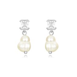 Pendientes Plata Circonitas Perlas 8mm PEM0270RHPA