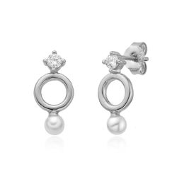 Pendientes Plata Círculo Perla Circonitas 16,5mm PEM0343RHPA