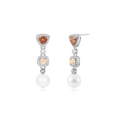 Pendientes Plata Corazón Piedras Minerales Perlas 30mm PEM0288RHPA