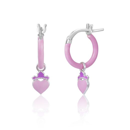 Pendientes Plata Disney AG0107P Aros Pricesas Corazón Rosado