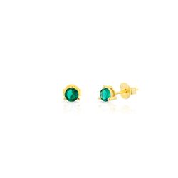 Pendientes Plata Dorada 03mm PEZ1569DOZV03 Circonita Verde