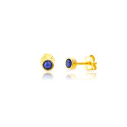 Pendientes Plata Dorada 04mm PEM0312DOLP Mineral Lapislazuli Redondo