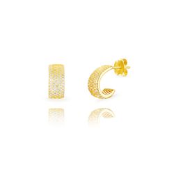 Pendientes Plata Dorada 10mm PEZ1676DO Medio Aro Circonitas