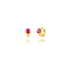 Pendientes Plata Dorada 10mm PEZ1683DOZR Aro Circonitas Rubí