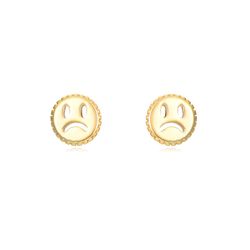 Pendientes Plata Dorada 10x5mm PEL1017DO Smiley Triste