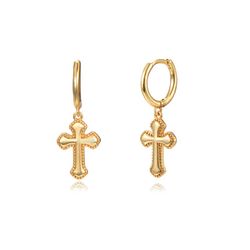 Pendientes Plata Dorada 11+14mm PEL1011DO Cruz