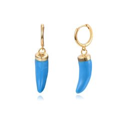 Pendientes Plata Dorada 11+18mm PEL0982DOETXX Cuerno Enamel
