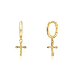 Pendientes Plata Dorada 11mm PEL0850DOXXXX Cruz