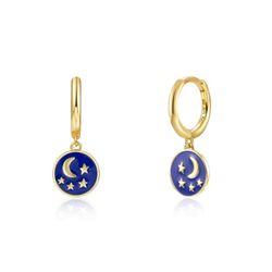 Boucles d'oreilles Argent Doré 11mm PEL0920DOEBXX Étoile Émail