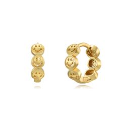 Pendientes Plata Dorada 11mm PEL1115DO Aro Smiley