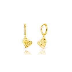 Pendientes Plata Dorada 11mm PEL1348DO Aro Colgante Corazón