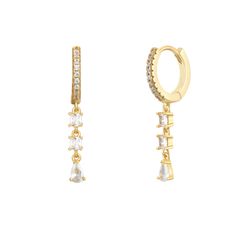 Pendientes Plata Dorada 11x13mm PEZ1532DO Aro Circonitas Blancas