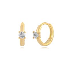 Pendientes Plata Dorada 12,5mm PEZ1543DO Circonitas