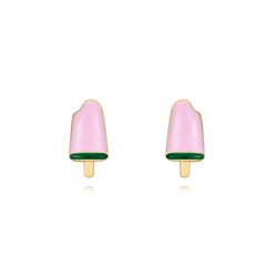 Pendientes Plata Dorada 12*6mm PEL1120DOEP Helado Enamel