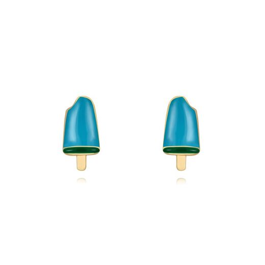 Gold Plated Silver Earrings 12*6mm PEL1120DOET Ice Cream Enamel