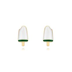 Boucles d'oreilles Argent Doré 12*6mm PEL1120DOEW Émail Glace